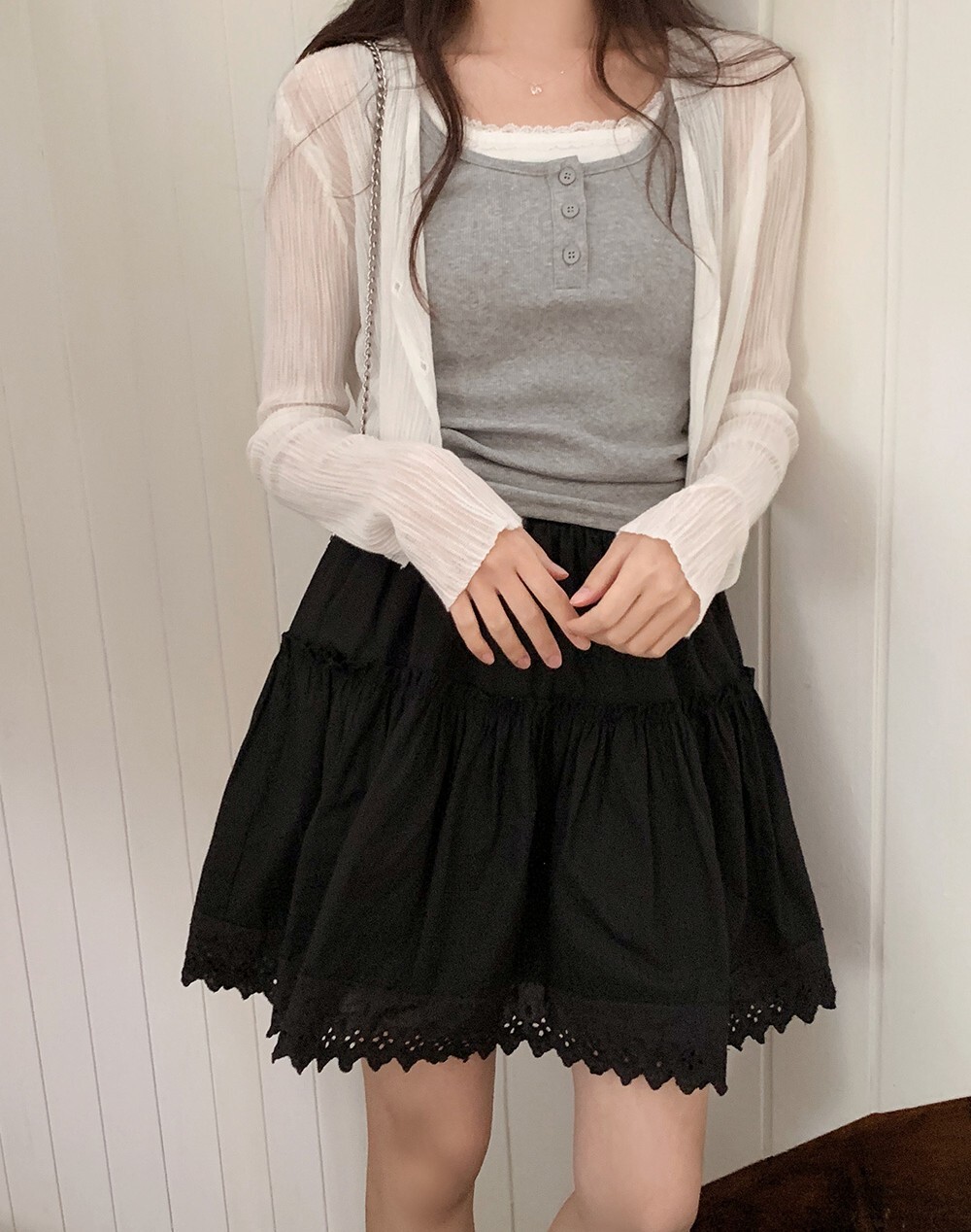 韓國grace muse授權 日常輕甜鏤空層次花邊短裙【made muse】系列