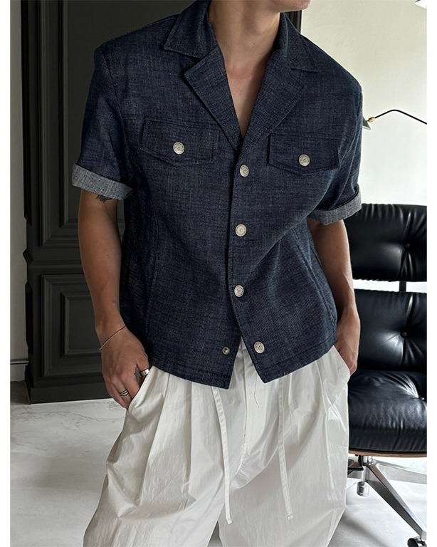 亞麻牛仔夾克外套