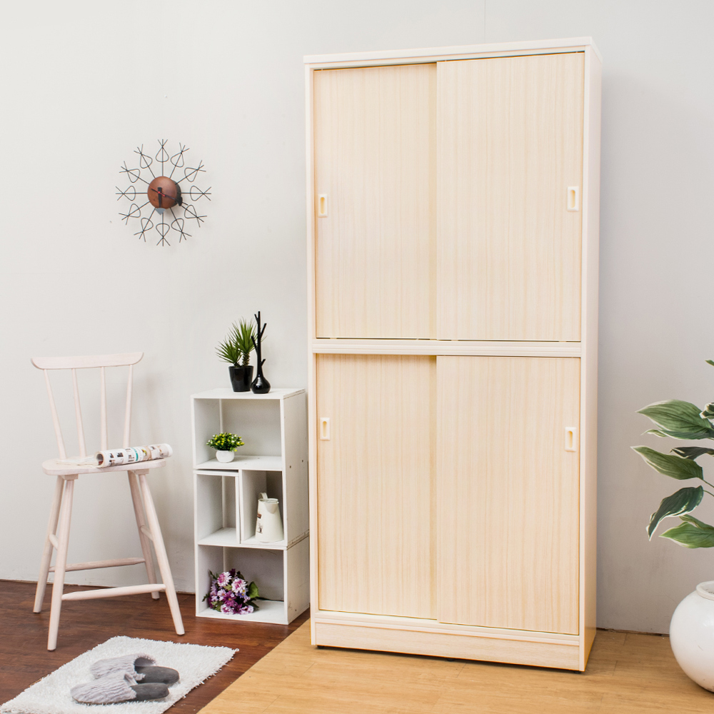 南亞塑鋼-3尺四拉門/推門塑鋼高鞋櫃