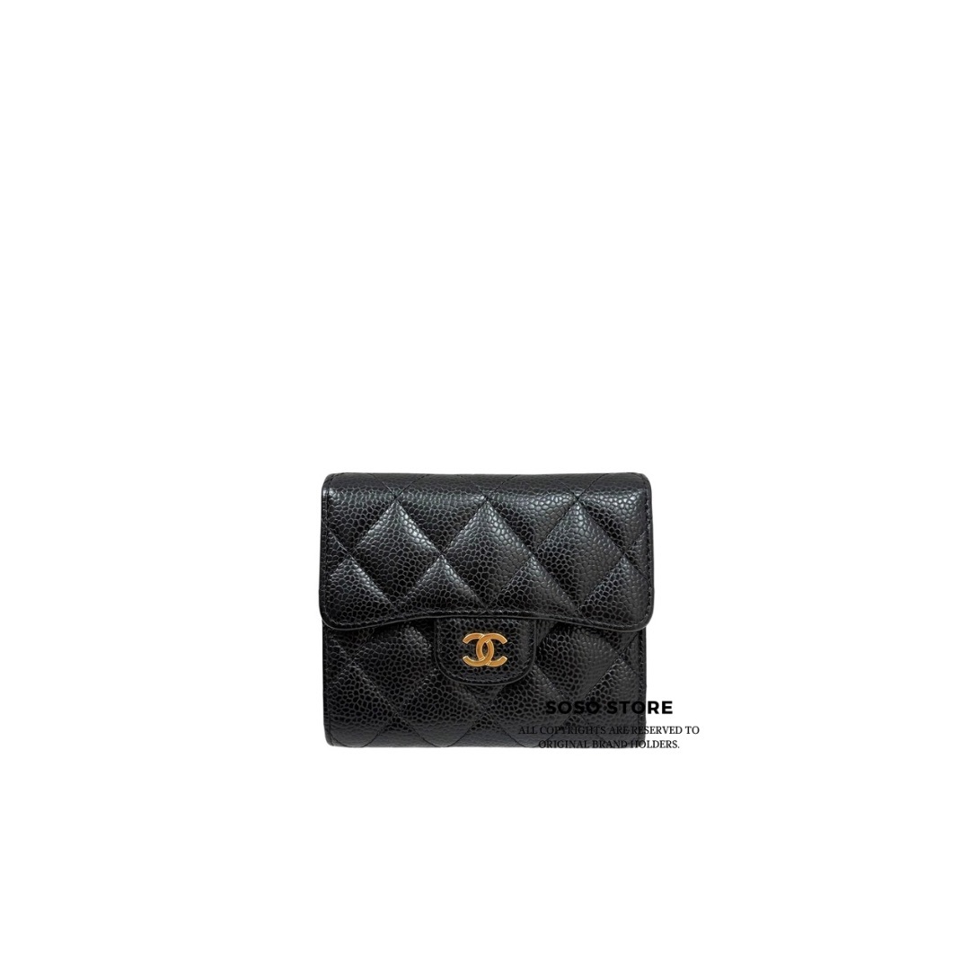 Chanel Short Wallet - Black / Ghw