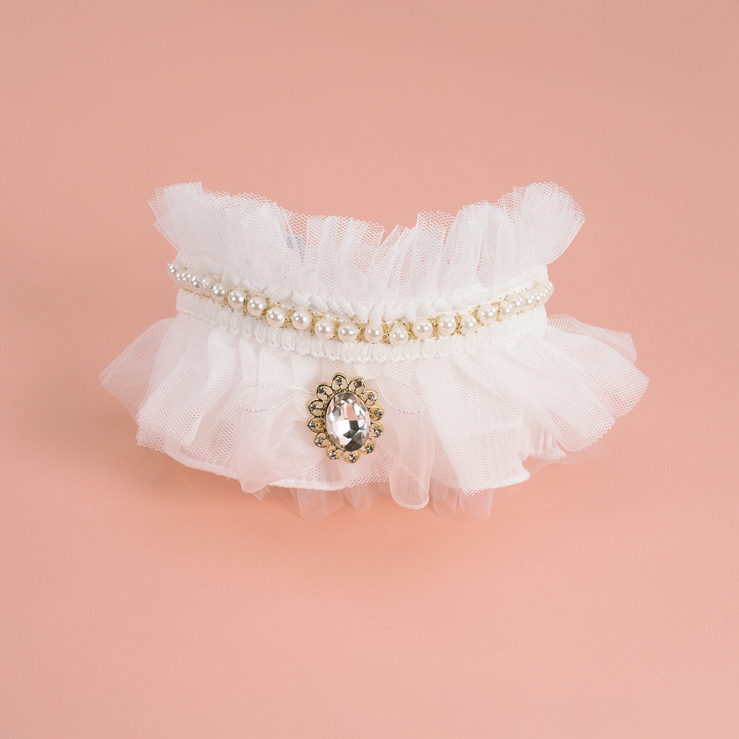 White Lace with Gem Collar