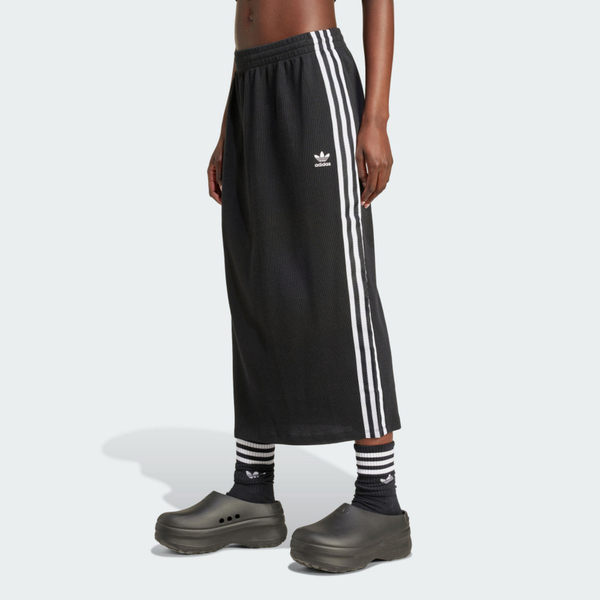 Adidas Knitted Skirt IY7279 女 長裙 運動 復古 三葉草 休閒 修身 簡約 黑白