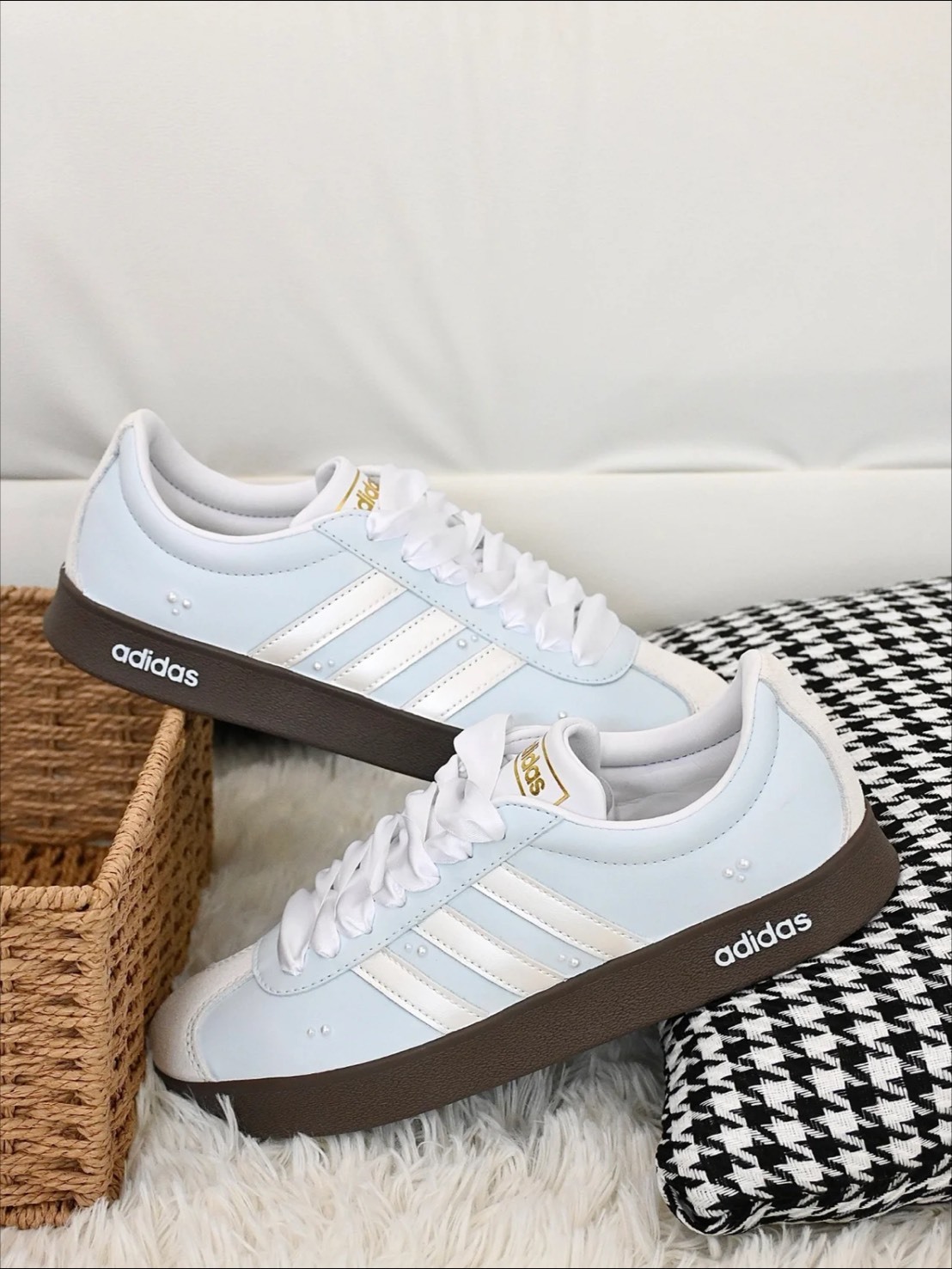 特殊定制款 ADIDAS NEO VL COURT 2.0 海洋珍珠緞帶