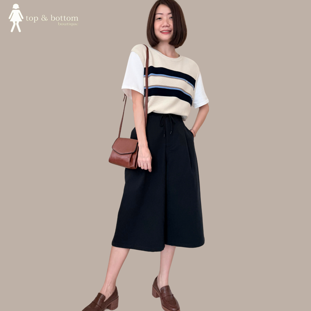 TIE STRING 3 QUARTER WIDE LEG PANT