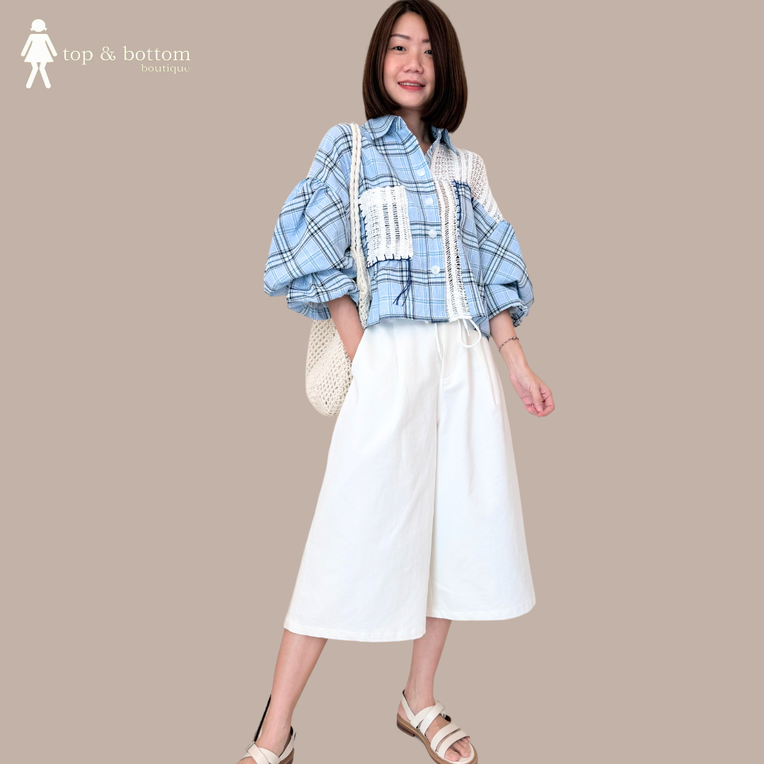 TIE STRING 3 QUARTER WIDE LEG PANT