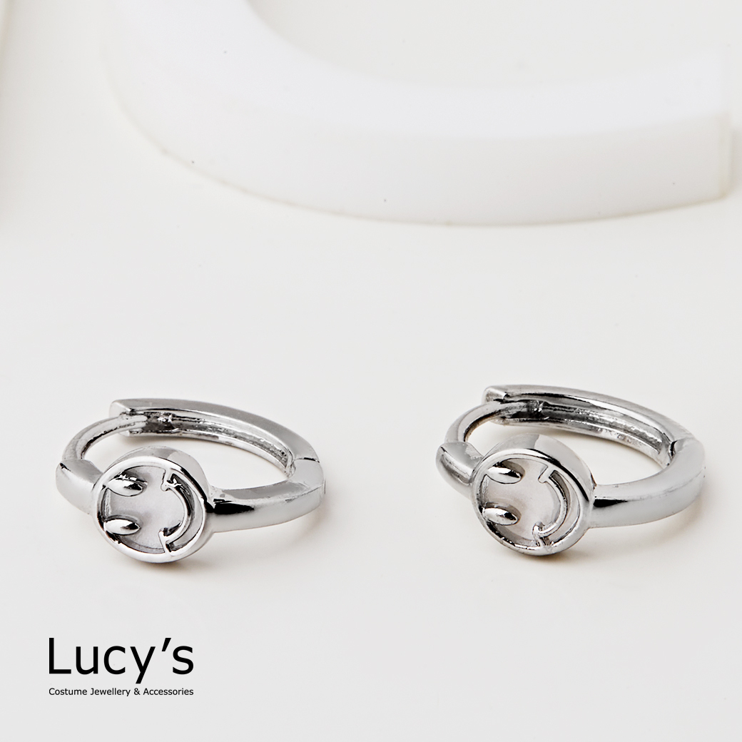 笑臉小圈 易扣耳環 (二色) (121059/112180)