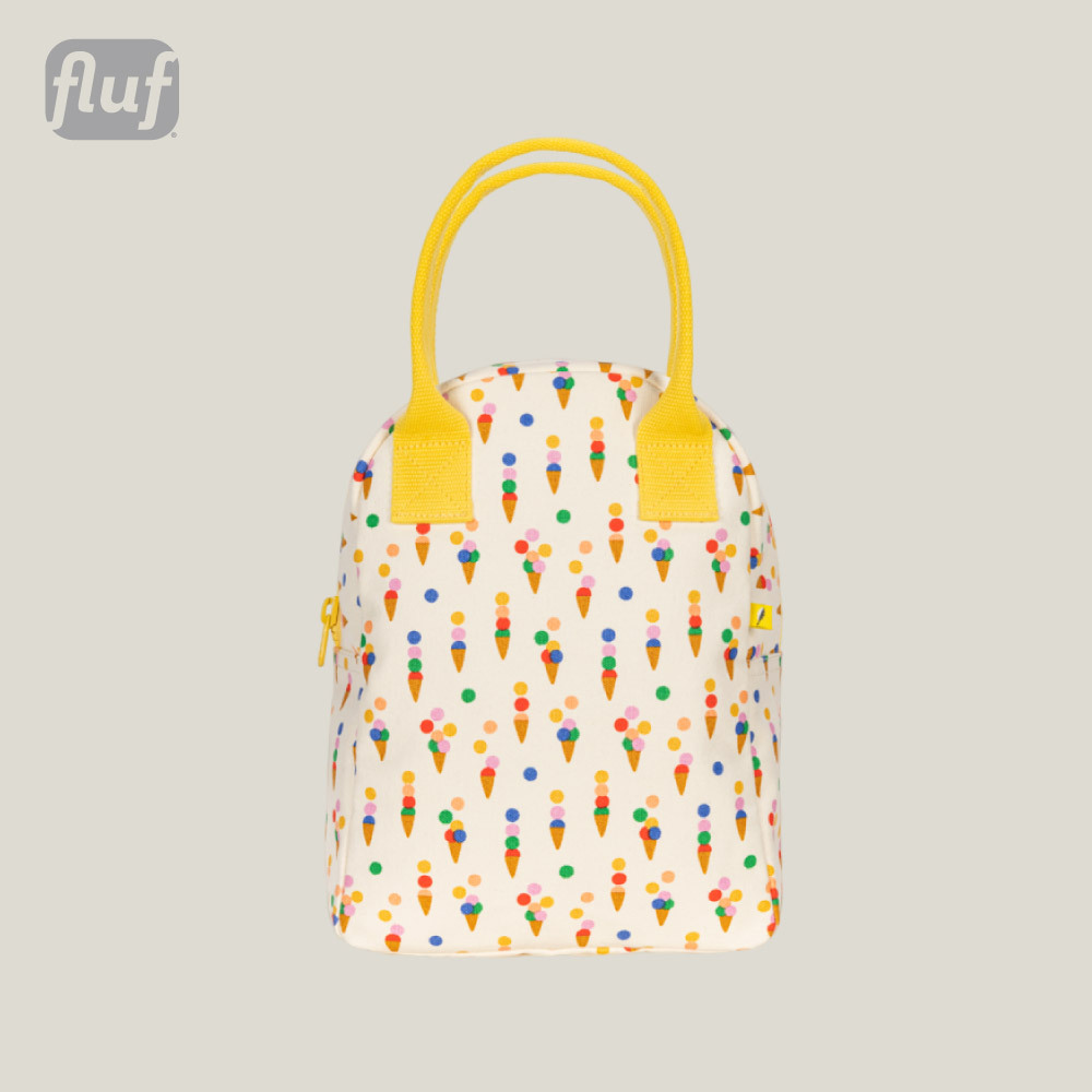 拉鍊隨手袋【甜筒派對】-加拿大Fluf有機棉