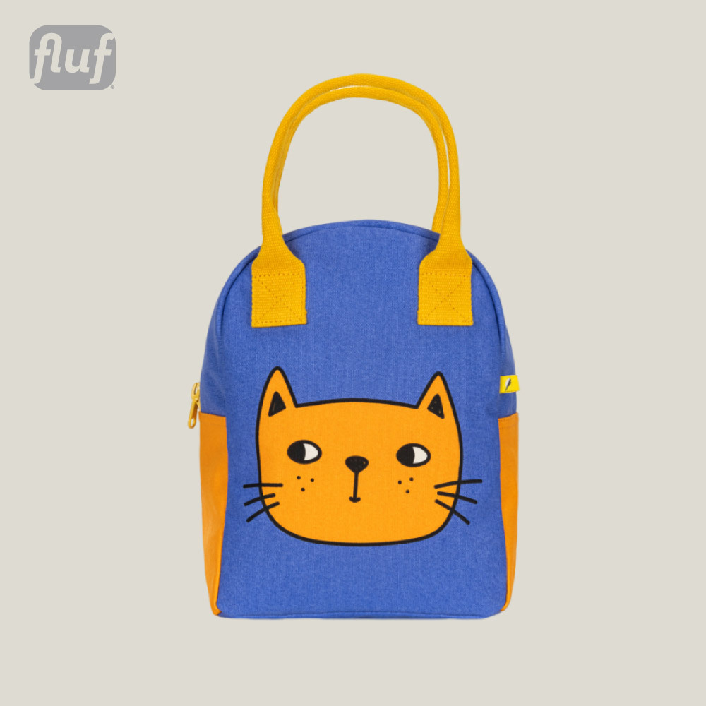 拉鍊隨手袋【雀斑喵】-加拿大Fluf有機棉