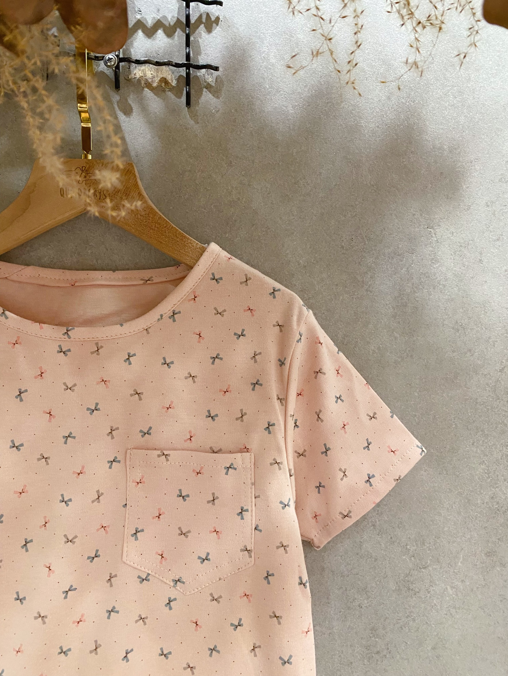 小蝴蝶結 彈性口袋上衣(120)