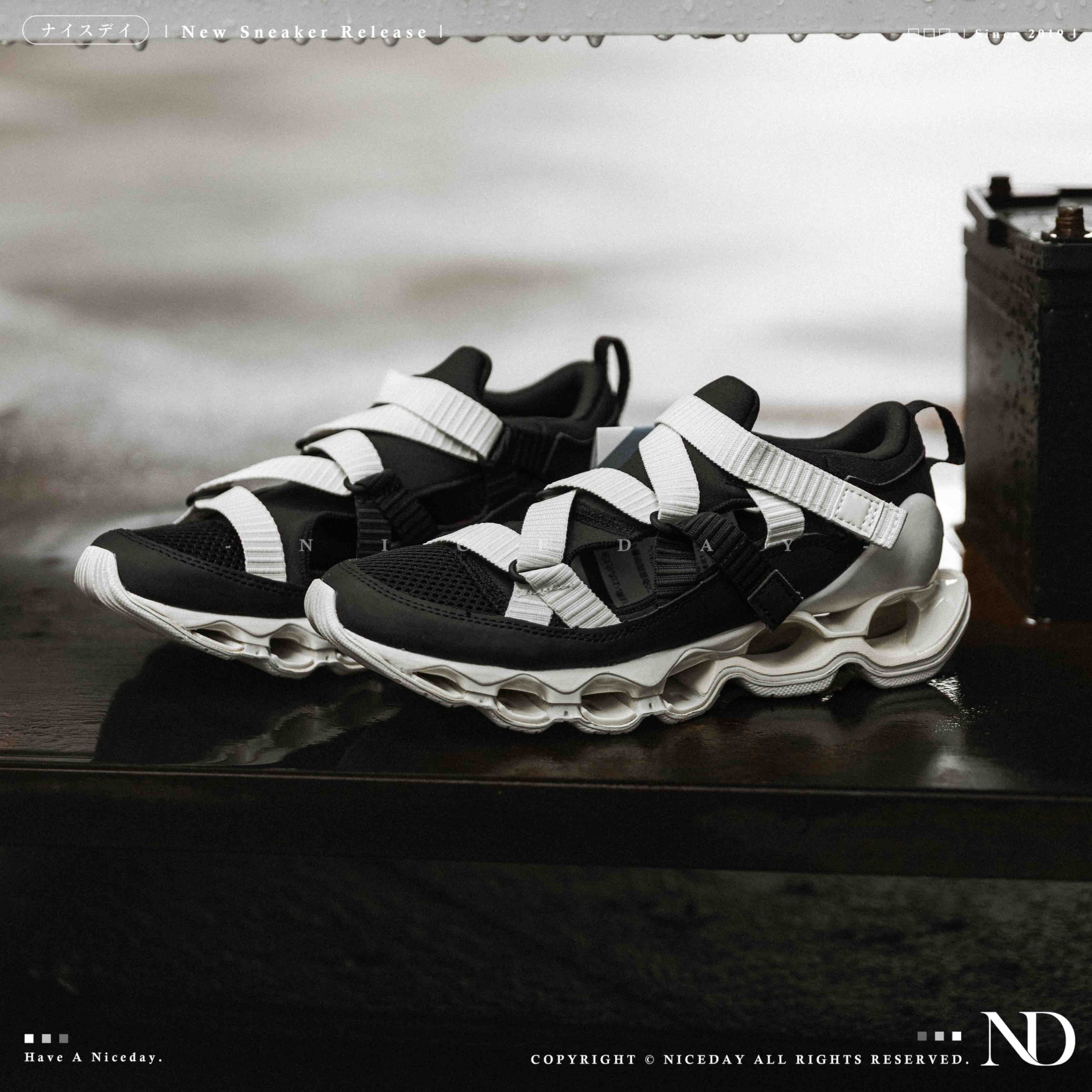 NICEDAY 代購 Mizuno Wave Prophecy Strap 涼鞋 機能鞋 登山 黑白 白黑 奶油底 D1GA251901