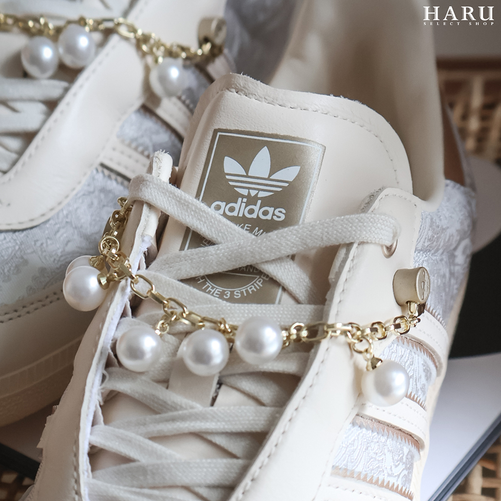 明星同款 adidas Originals Samba og 法式奶油小香風 珍珠 刺繡 絲綢 德訓鞋 JQ2616