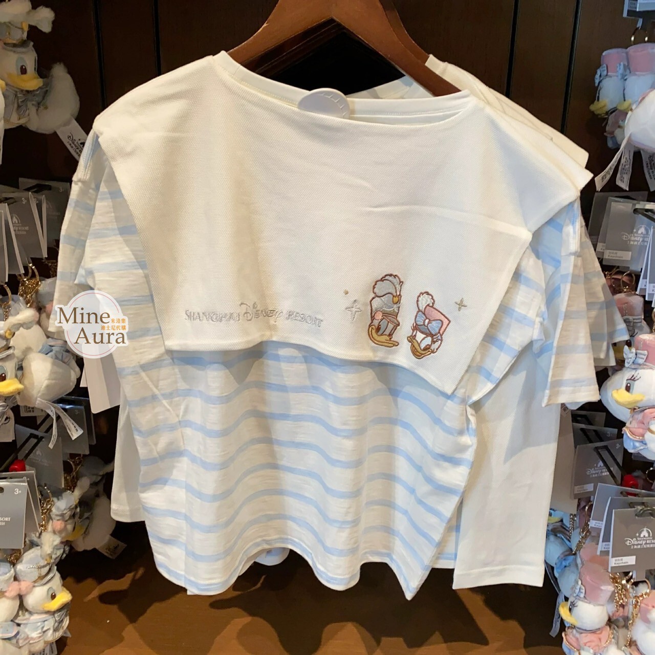 2025 唐老鴨 Donald 生日系列 假兩件設計 條紋 短袖 上衣 -上海迪士尼樂園