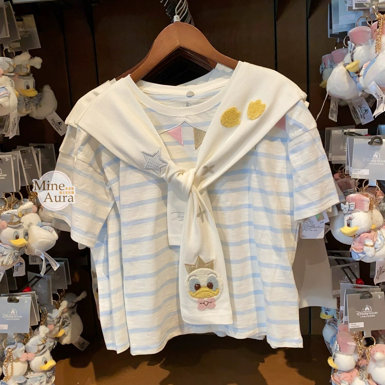 2025 唐老鴨 Donald 生日系列 假兩件設計 條紋 短袖 上衣 -上海迪士尼樂園