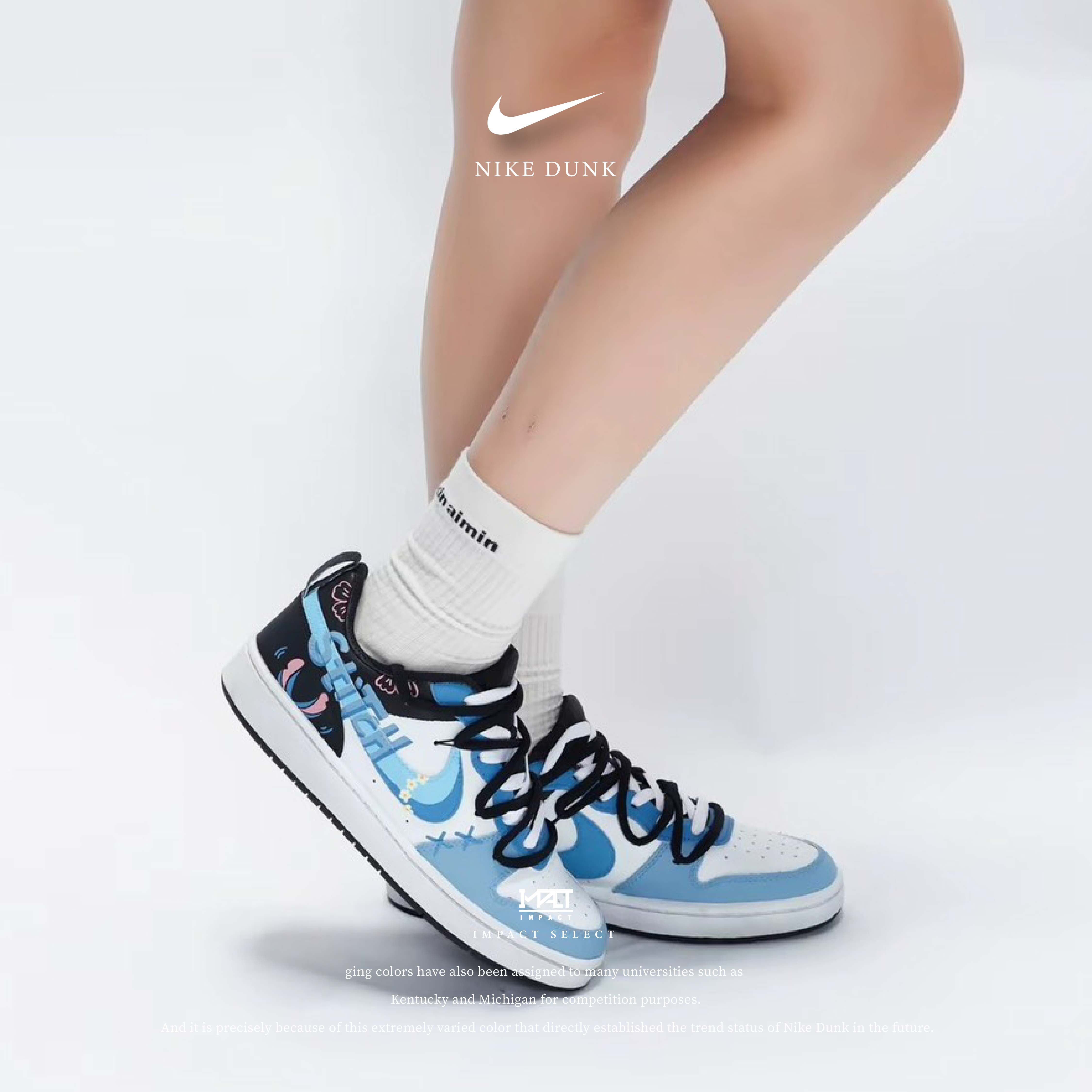 【訂製款】Nike Court Borough 星際寶貝 史迪奇 藍白