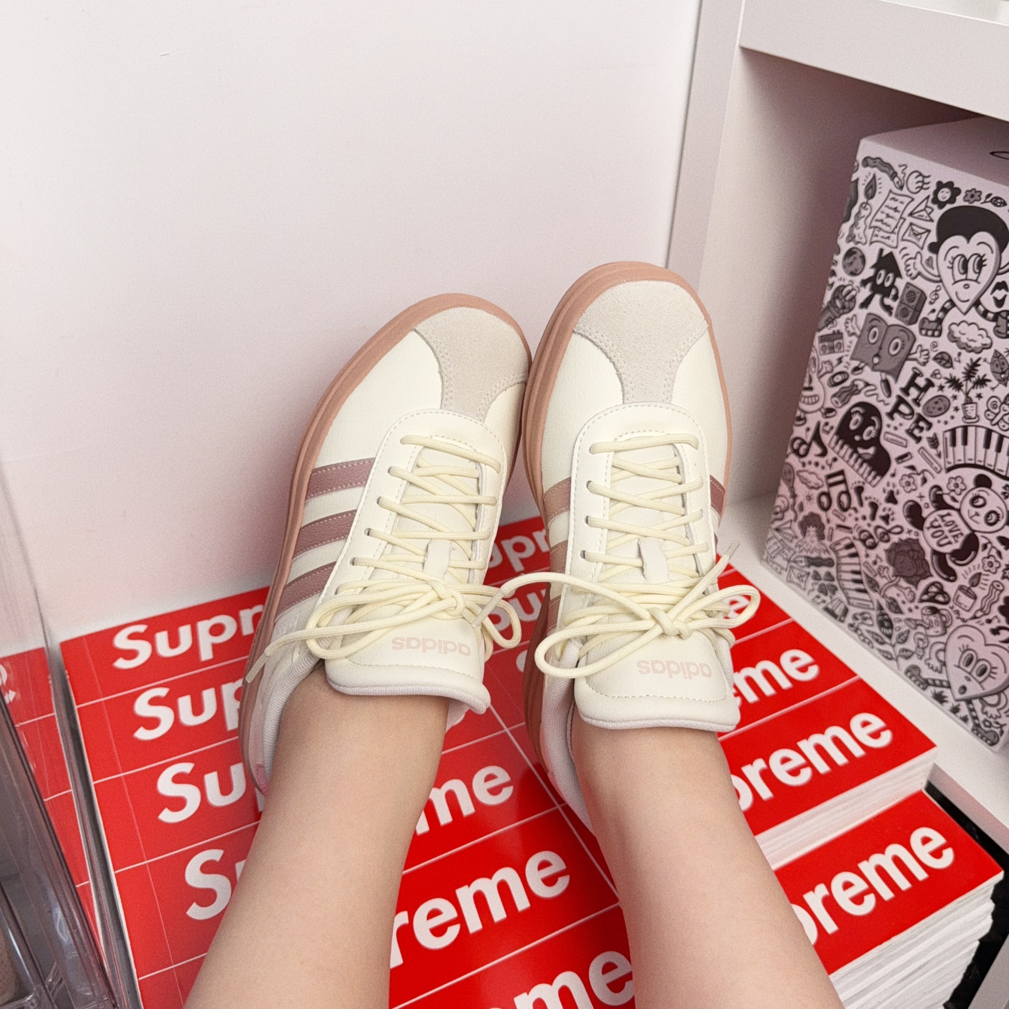 Adidas VL Court Bold 日本新發售 奶油粉金 粉紅 結構 增高 厚底 IH3080