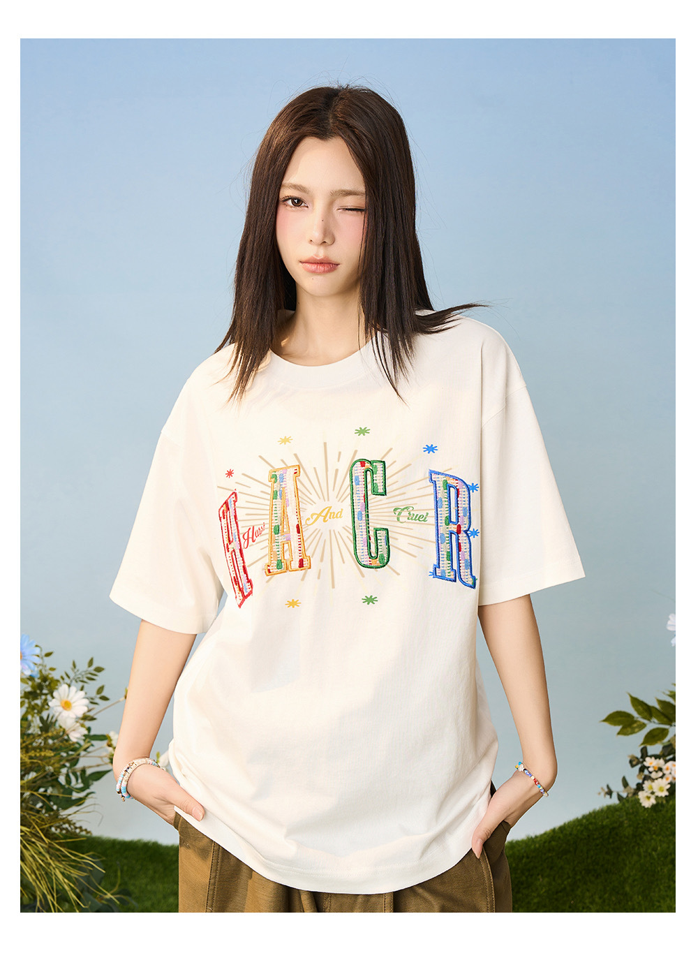 harsh and cruel 2025SS 彩虹流星刺繡 短袖