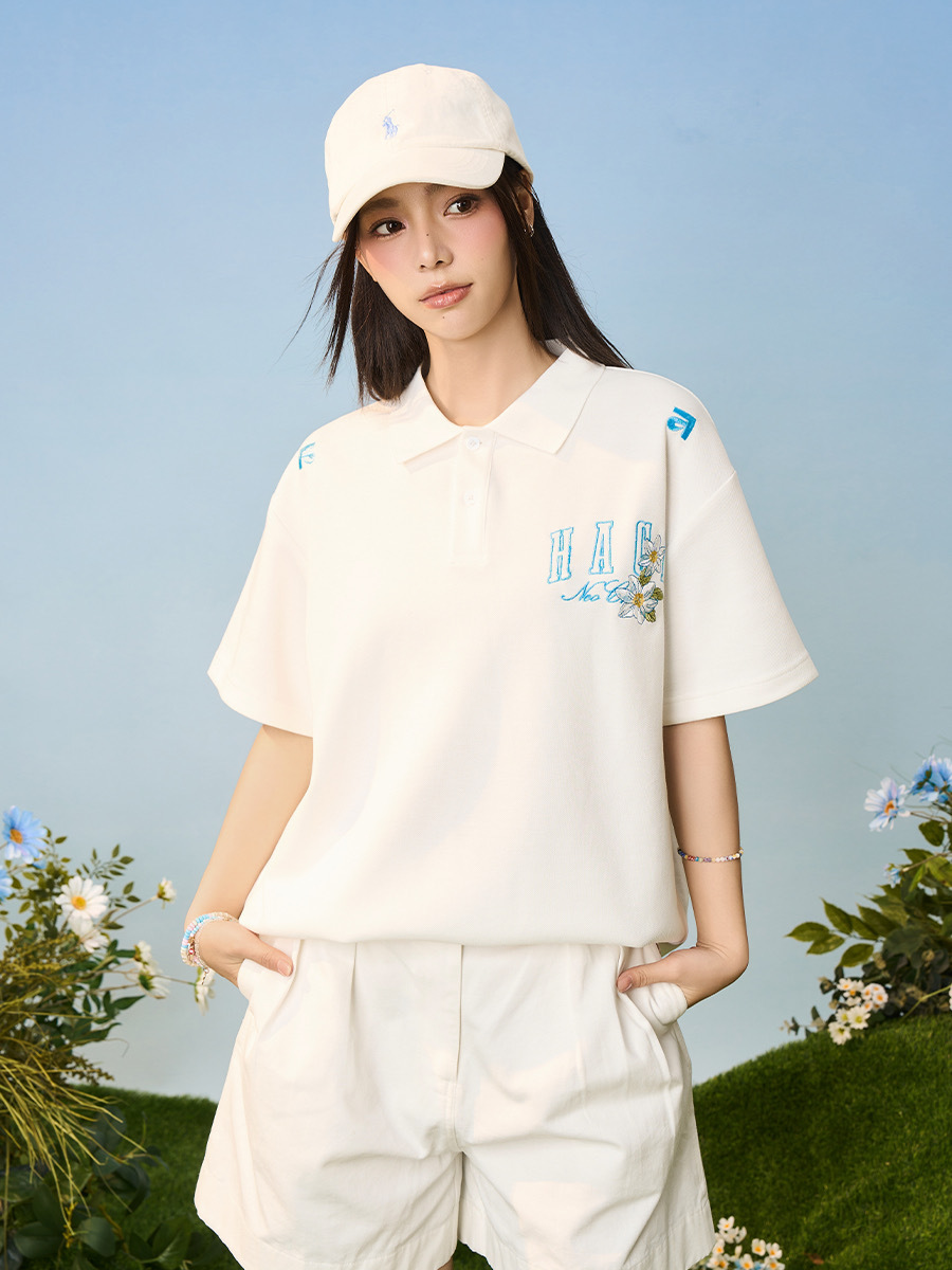 harsh and cruel 2025SS 小香風 花卉貼布 polo衫