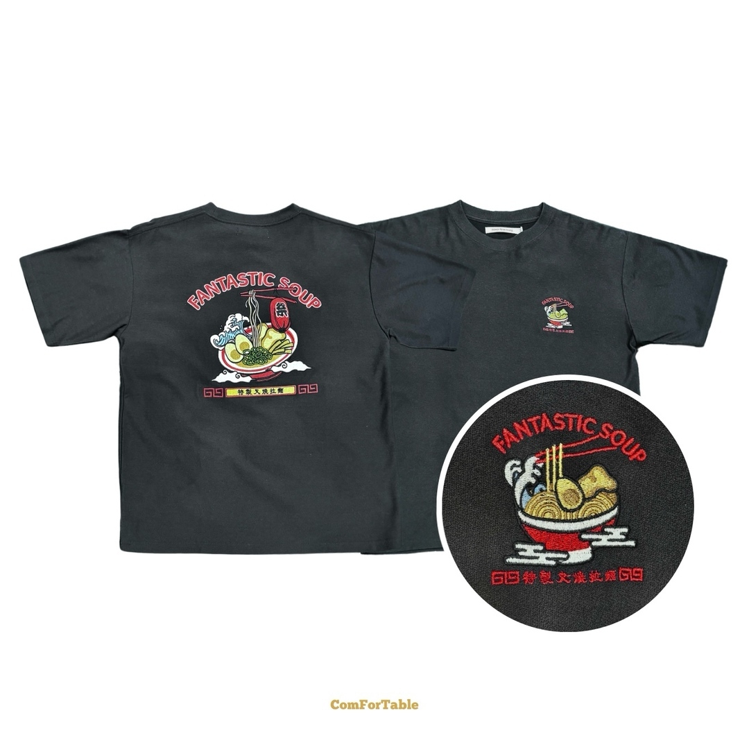 【日貨】拉麵料理刺繡短TEE