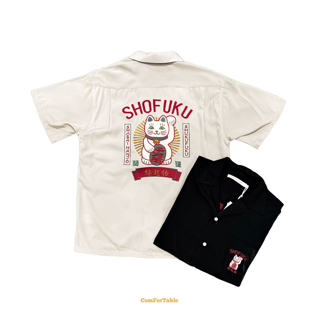 【日貨】招財貓刺繡開襟襯衫