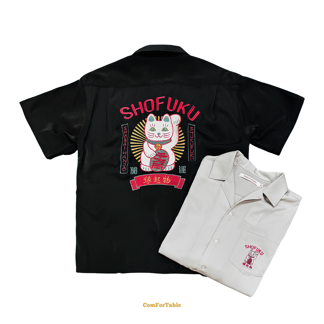 【日貨】招財貓刺繡開襟襯衫