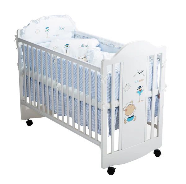 LA BABY 15010 嬰兒木床 - 白色