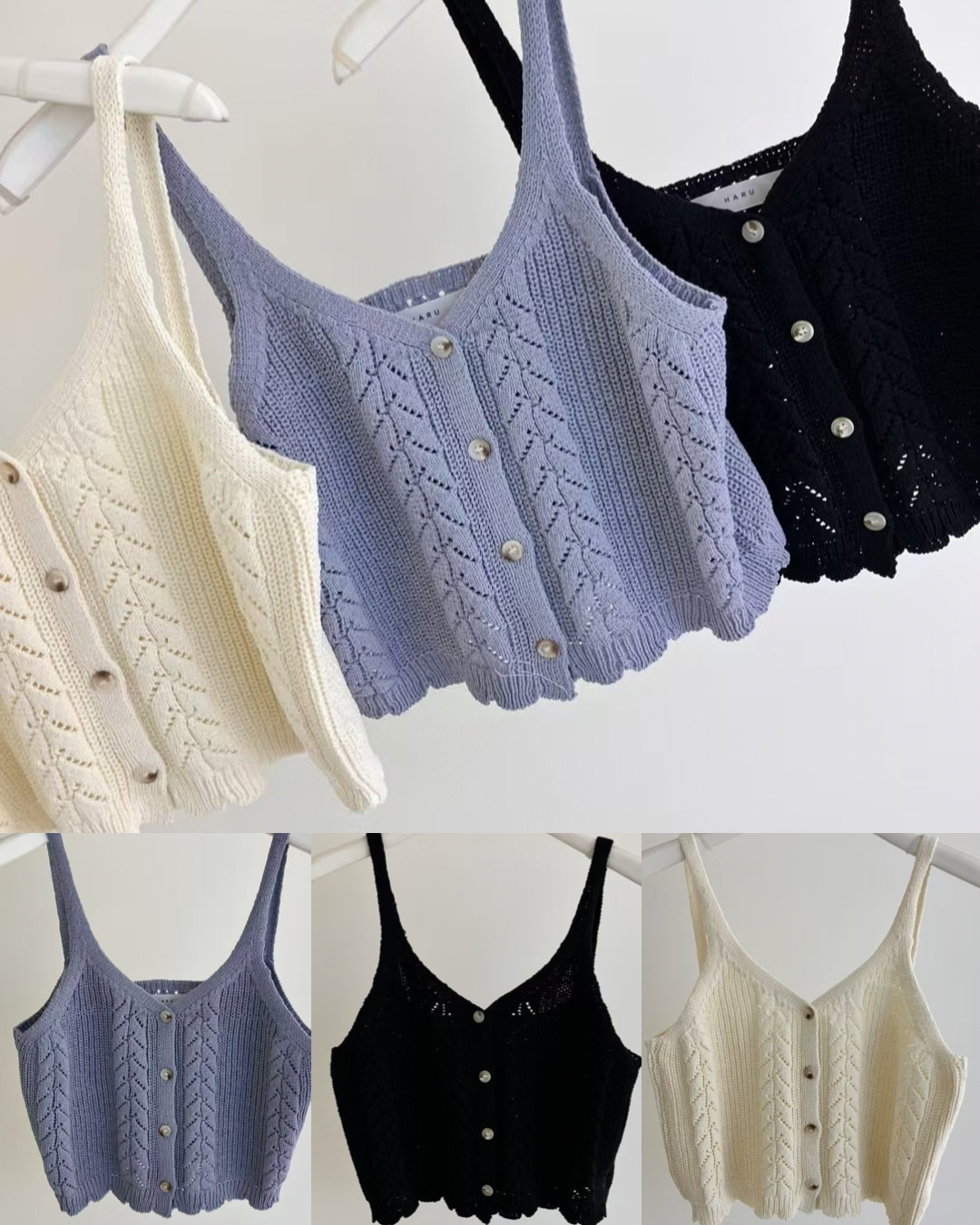 預 購 產 品 丨韓國女裝 - 百搭針織鈎花吊帶背心 Made In Korea（ 預計兩星期後發貨 ）