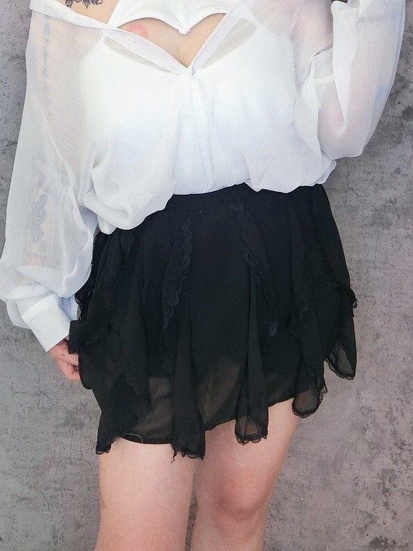 多層次雪紡短褲