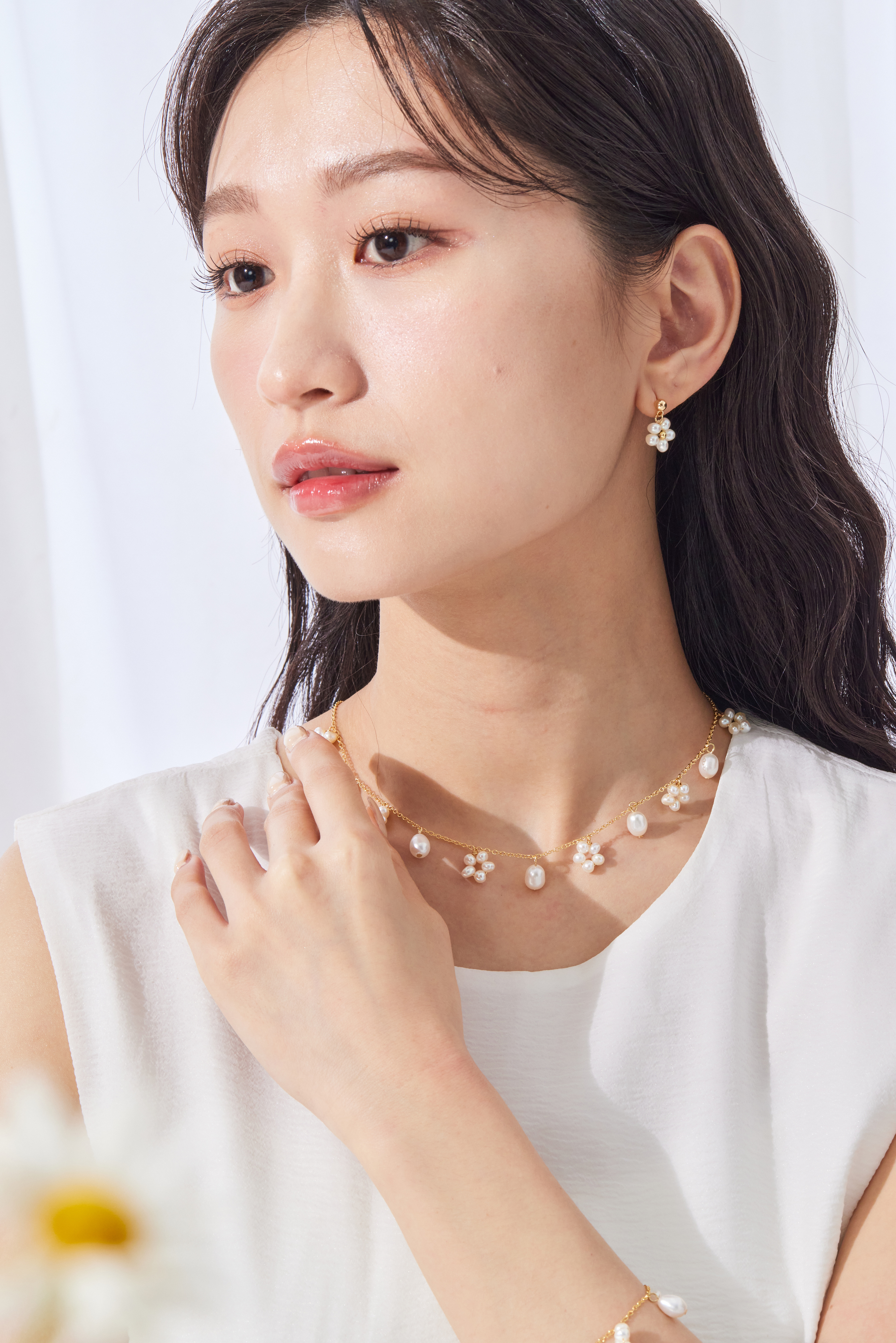 N1074  | 14kgf 小花珍珠三件套組