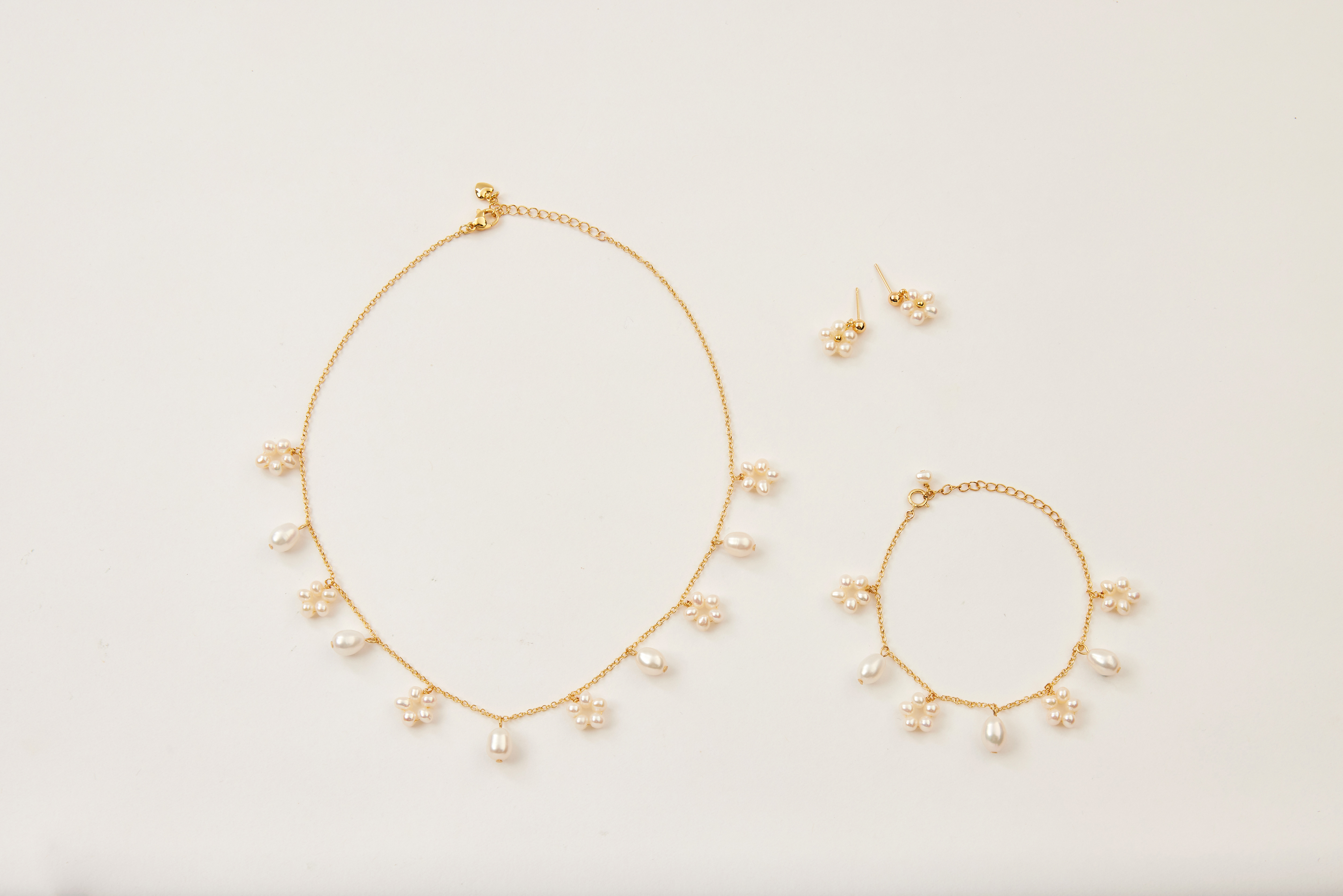 N1074  | 14kgf 小花珍珠三件套組