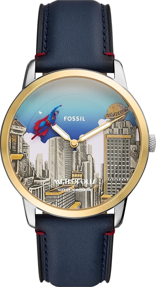 萬年鐘錶 - Fossil  x Superman  超人再起限量聯名皮革男錶  LE1208SET    錶徑42MM