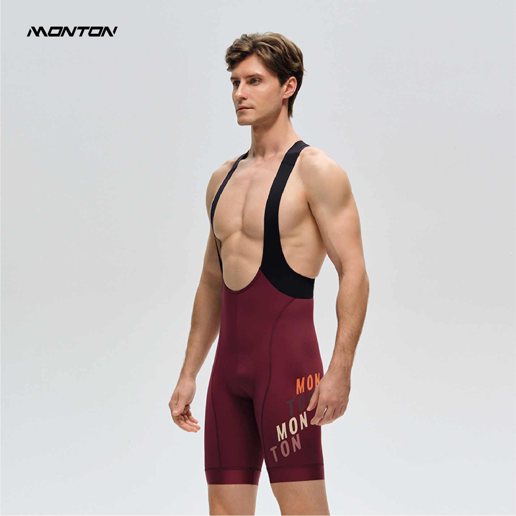 飆速深紅男款背帶短褲