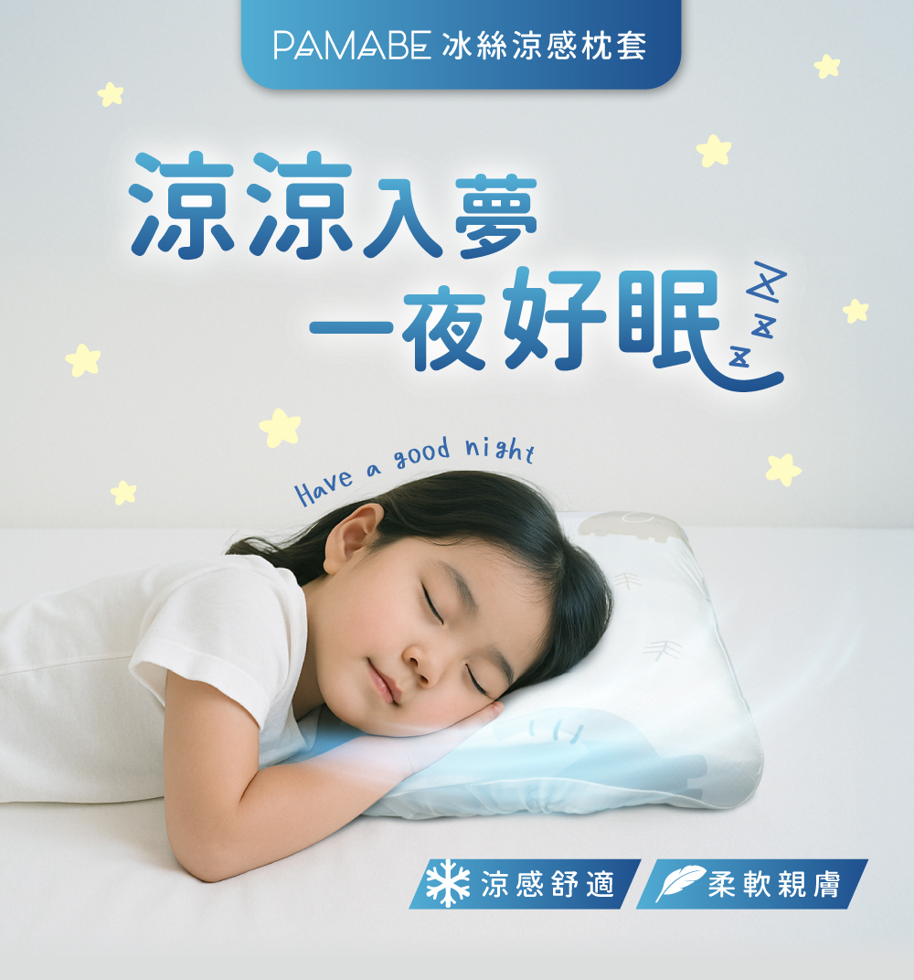 PAMABE冰絲涼感枕套,涼涼入夢、一夜好眠