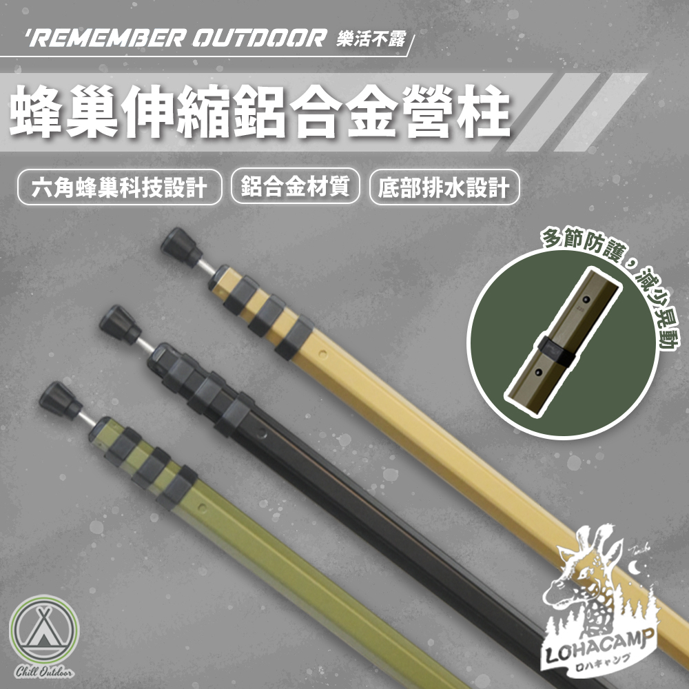 Remember Outdoor 樂活不露 蜂巢伸縮鋁合金營柱 (六角) 伸縮鋁合金營柱