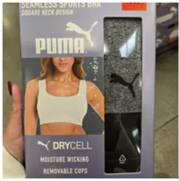 [S] PUMA RANDOM COLOUR 2 PACK SEAMLESS SPORTS BRA SQUARE NECK DESIGN, 1832177-MULTI (SPM76)