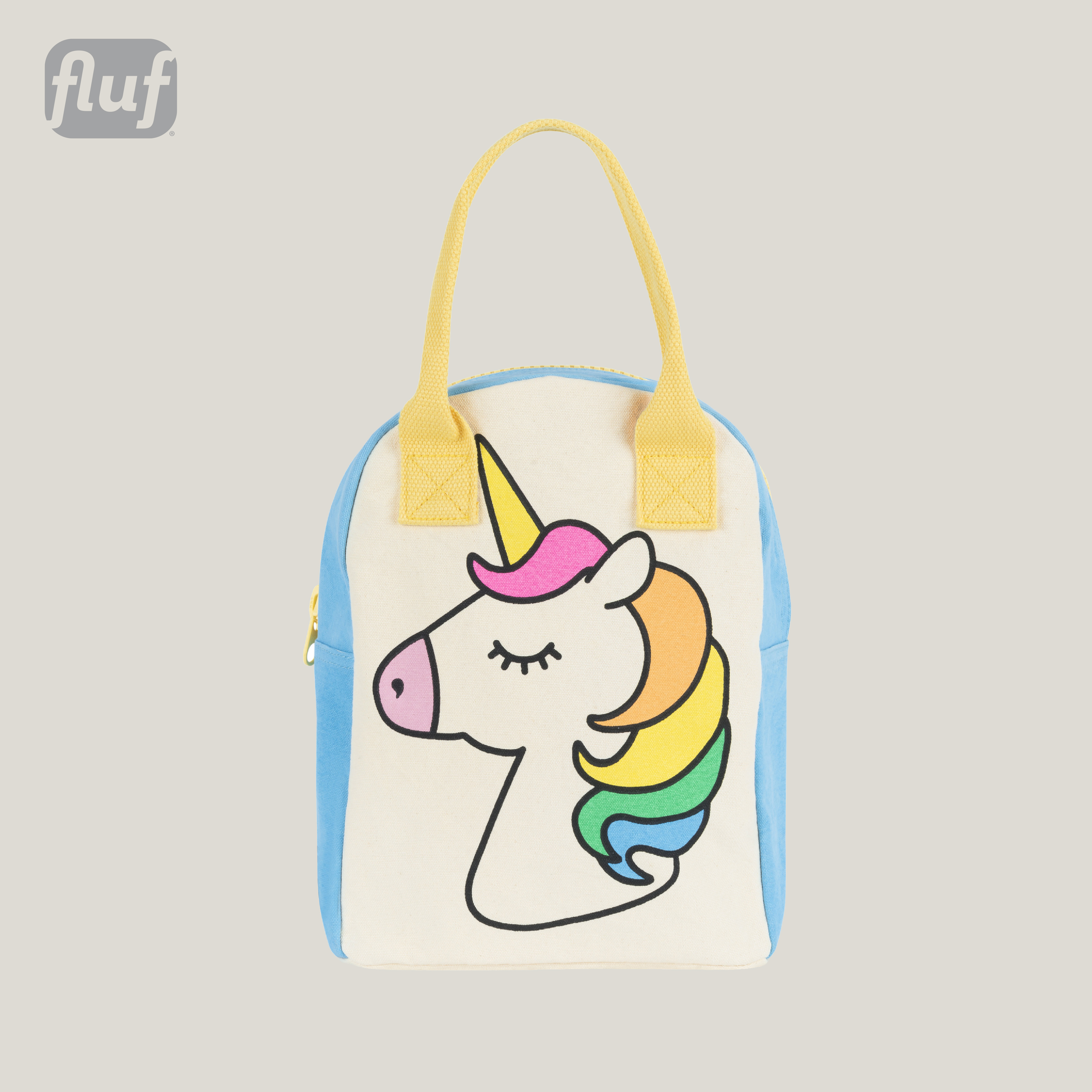 拉鍊隨手袋【彩虹獨角獸】-加拿大Fluf有機棉