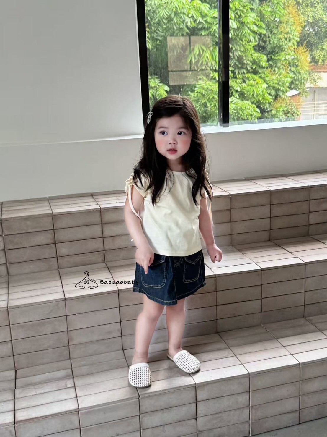 奶霜綁帶短袖上衣