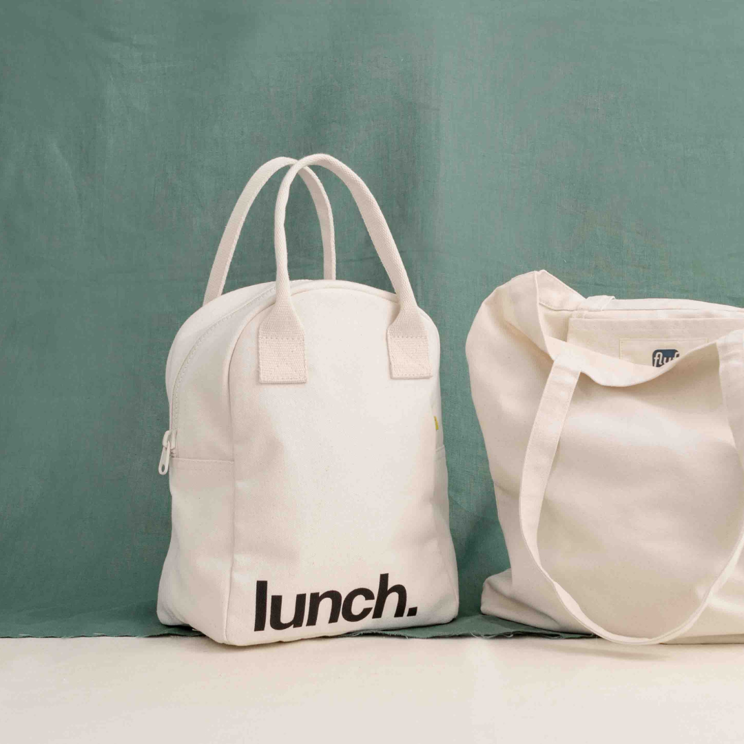 拉鍊隨手袋【自然白】-加拿大Fluf有機棉