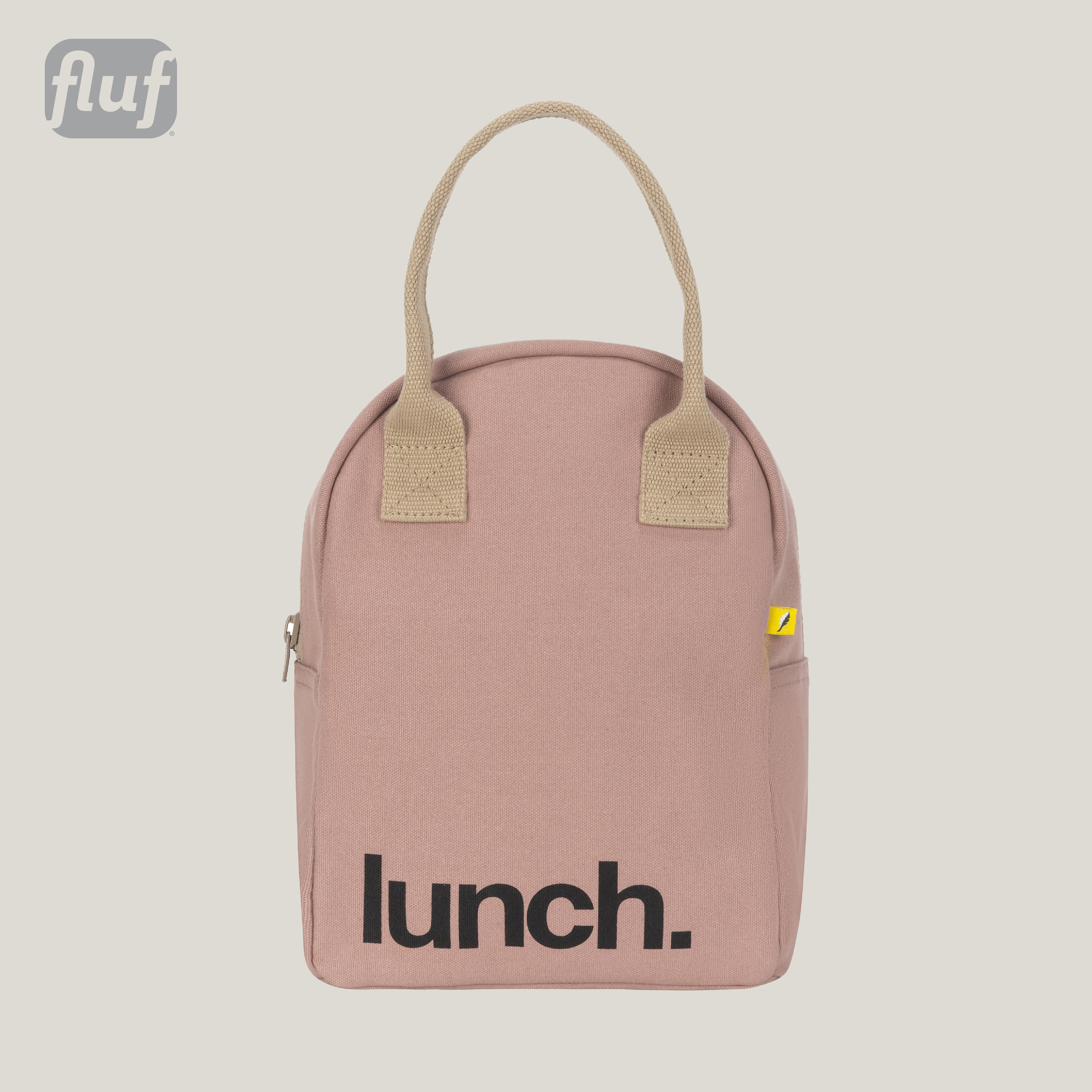 拉鍊隨手袋【奶油粉】-加拿大Fluf有機棉