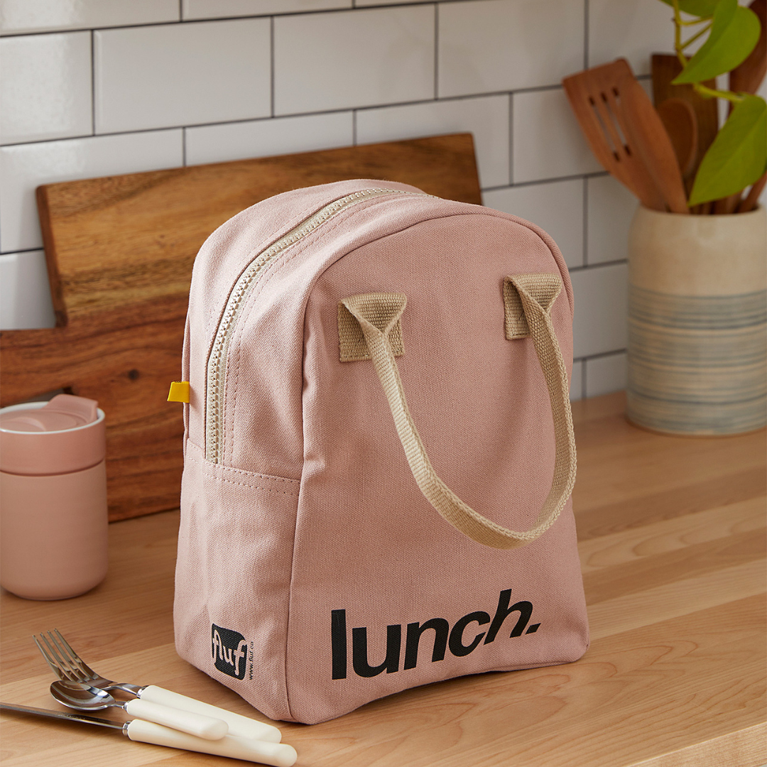 拉鍊隨手袋【奶油粉】-加拿大Fluf有機棉