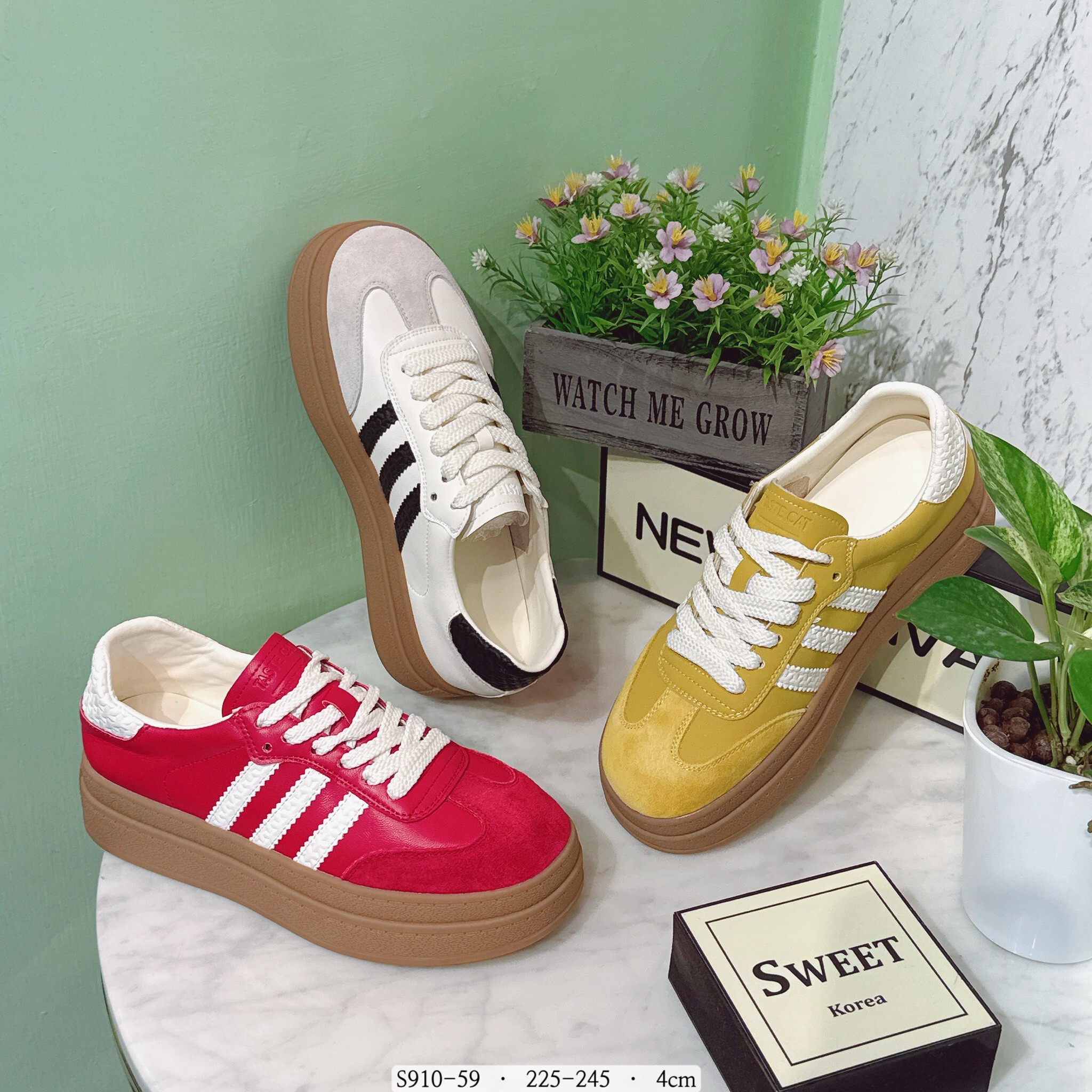 S910-59韓國真皮拼接厚底德訓鞋