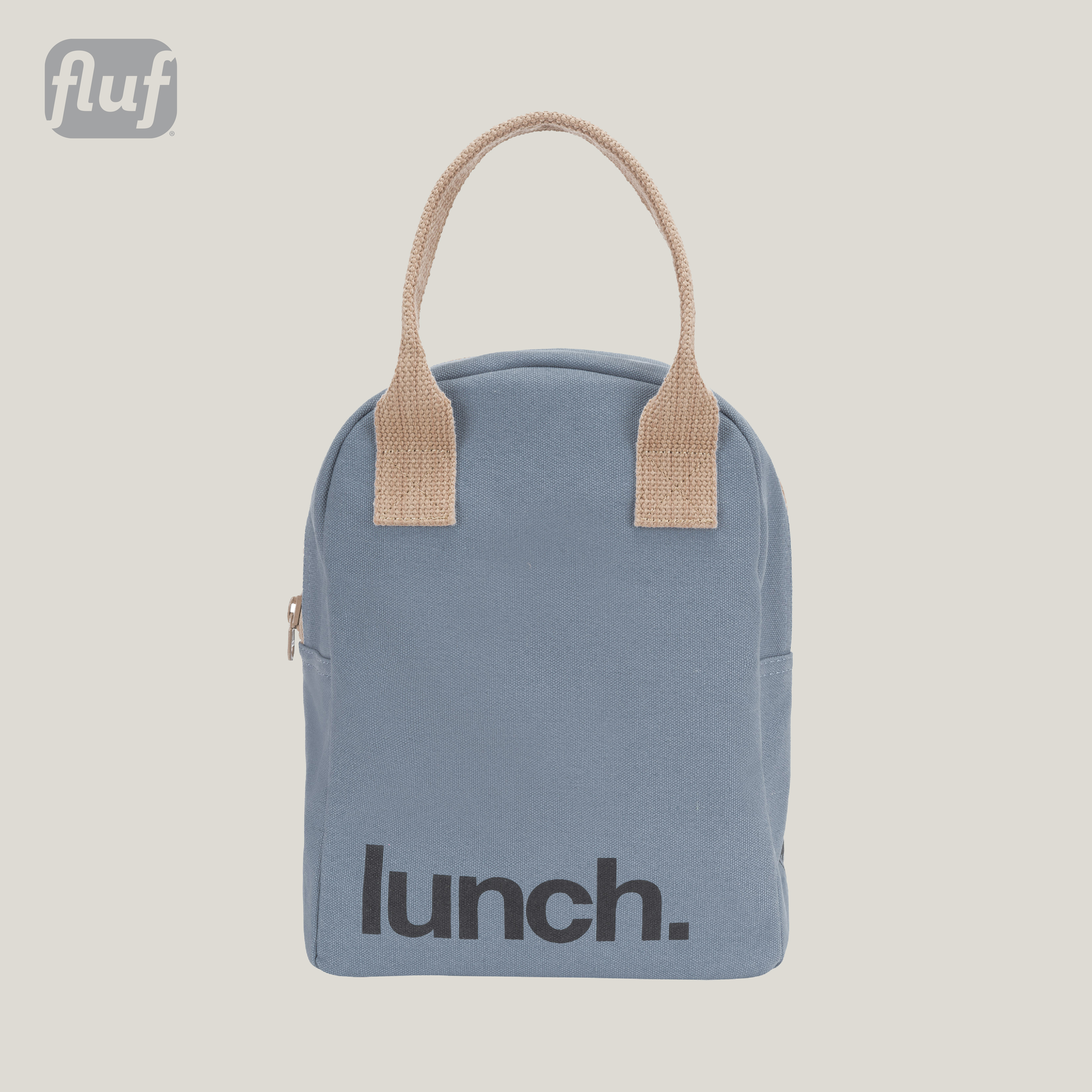 拉鍊隨手袋【復古藍】-加拿大Fluf有機棉