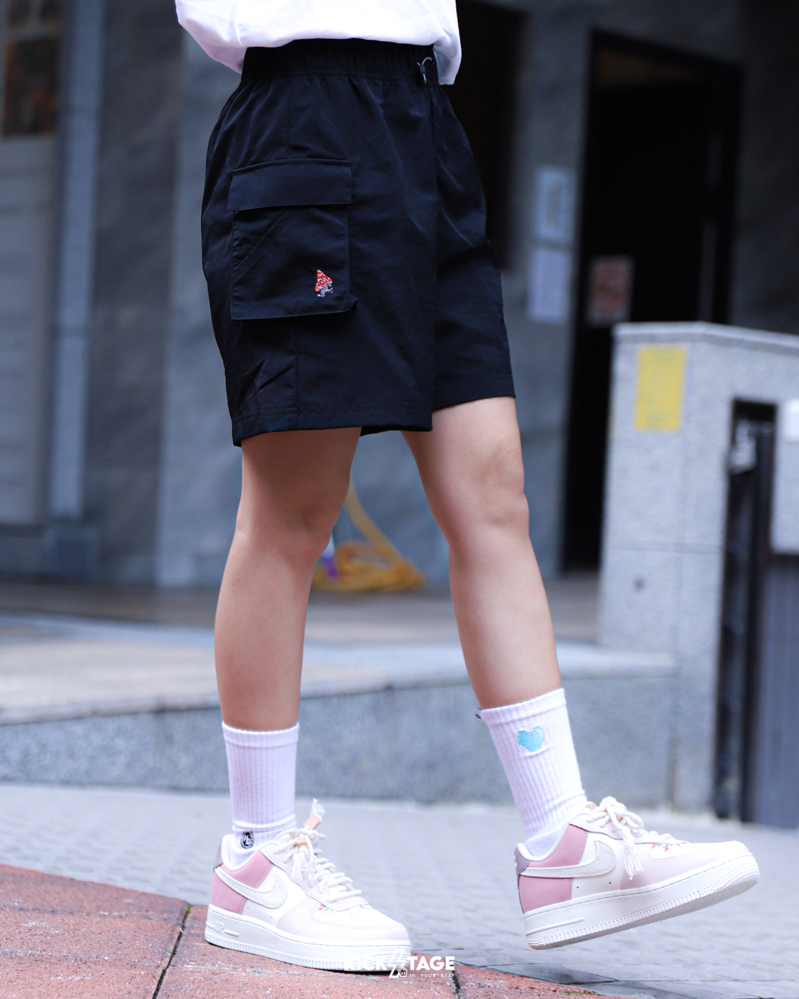 女款 NIKE W NSW HR SHORT GCEL 黑 蘑菇 刺繡 寬鬆 鬆緊帶 休閒 運動 工裝短褲 短褲【IF0611-010】