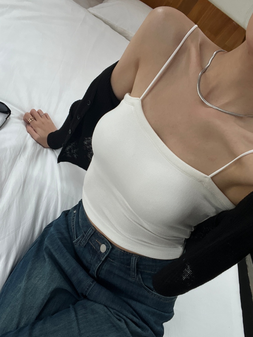 平口細肩胸墊背心*3色