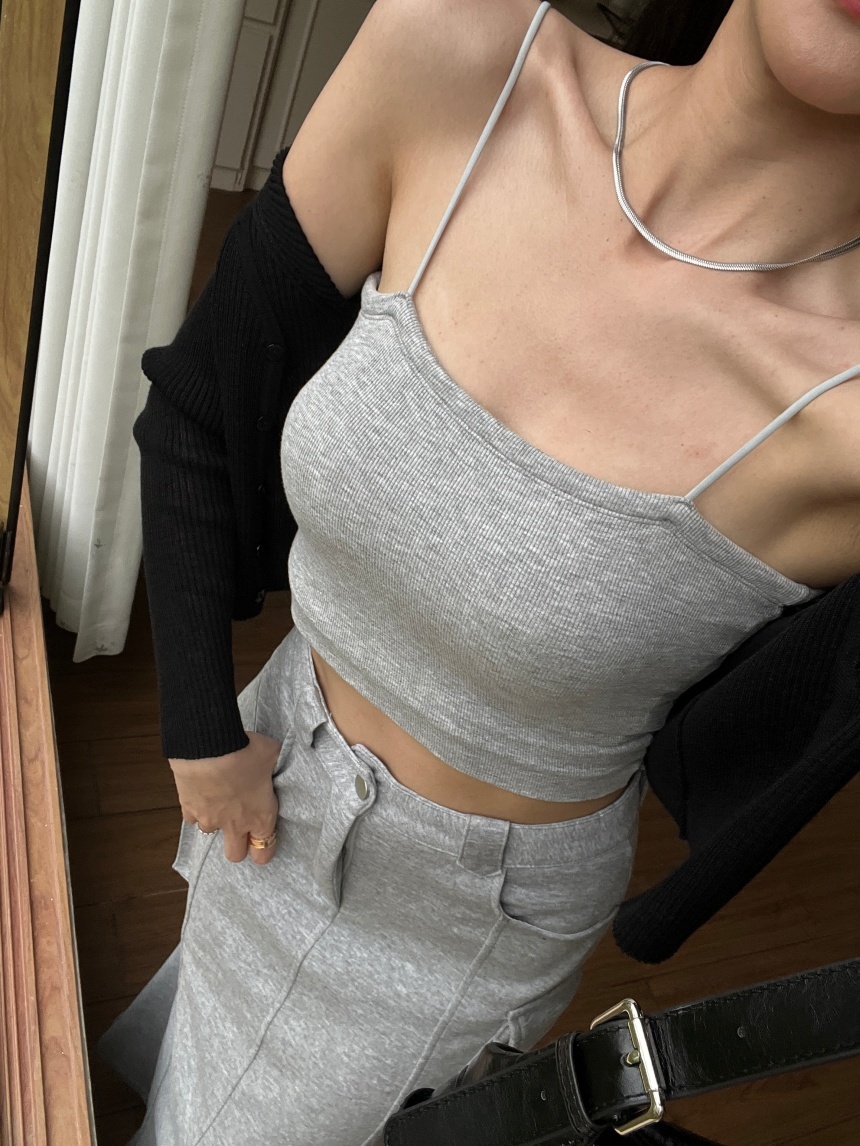 平口細肩胸墊背心*3色