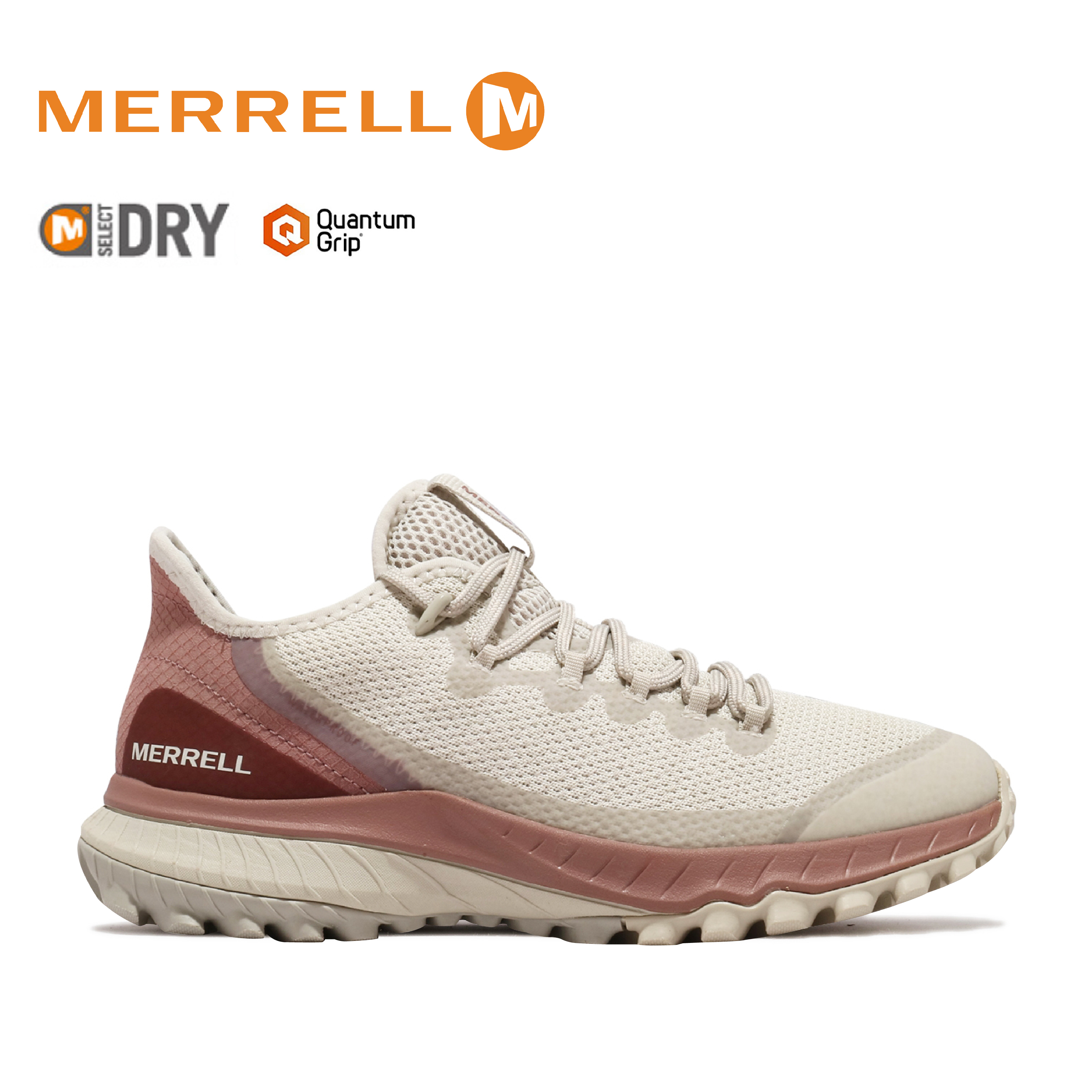 MERRELL 美國 BRAVADA WATERPROOF 防水多功能健行鞋 女款 (米白/霧粉色) 舒適/避震氣墊 33ML036020