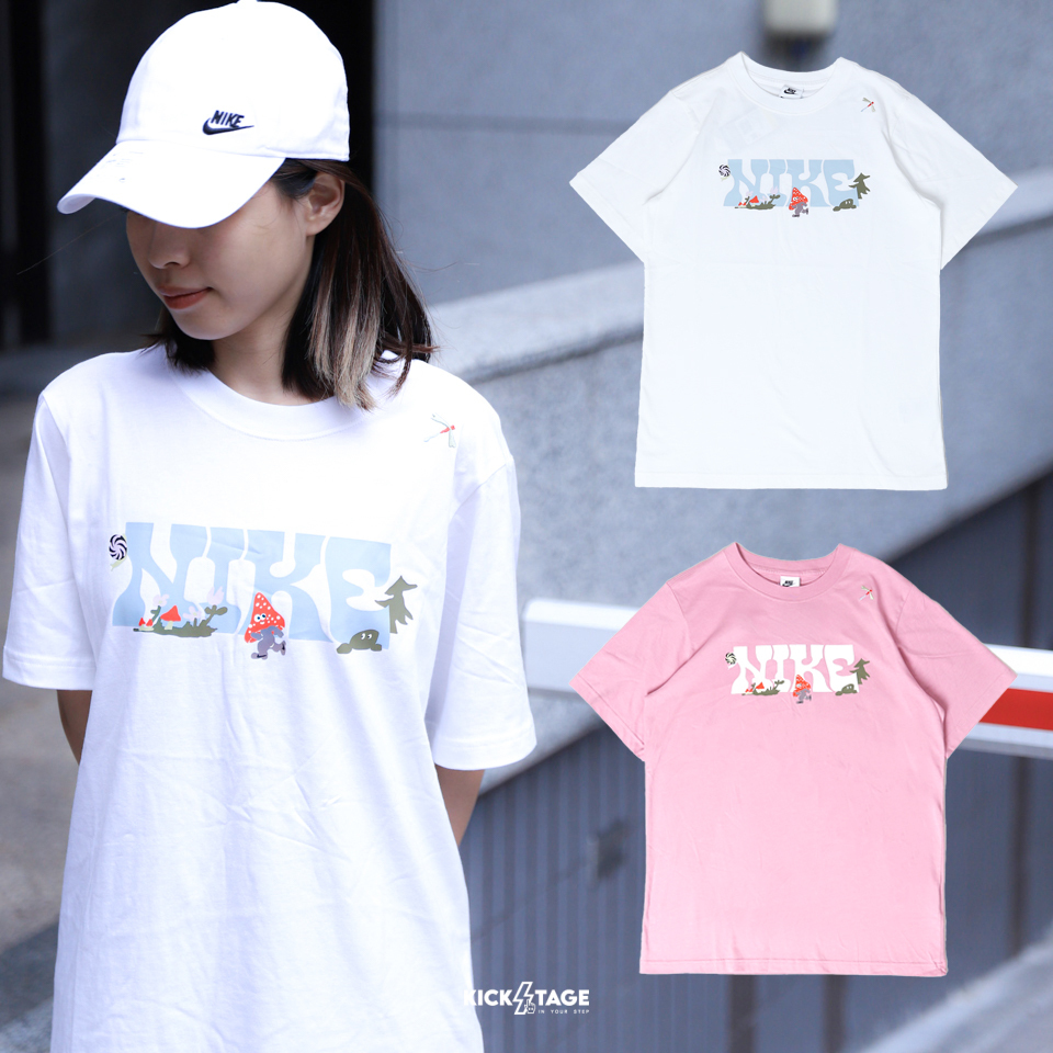女款 NIKE W NSW SS TEE 白 粉 蘑菇 蜻蜓 刺繡 休閒 短袖 短T【IF0607】
