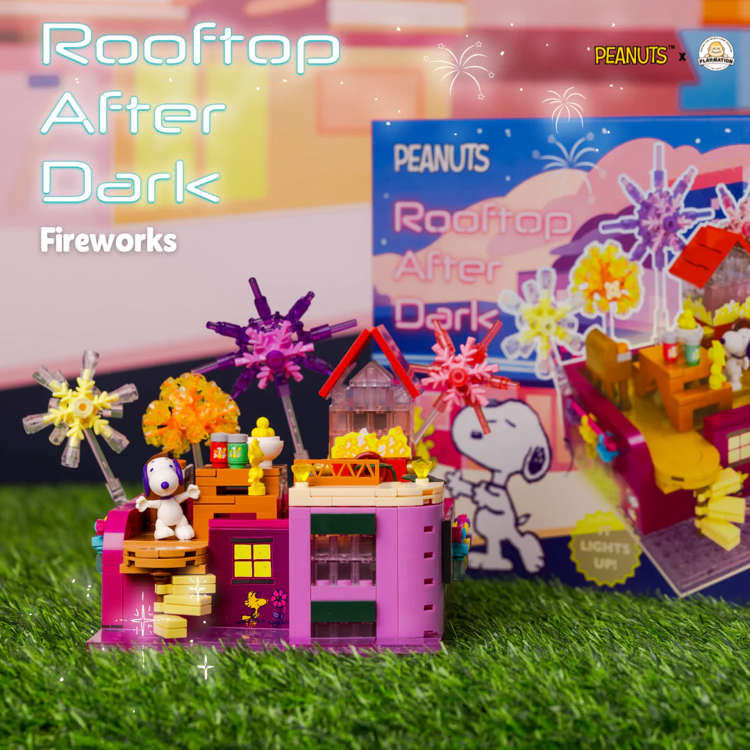 史奴比積木-屋頂風情-煙火