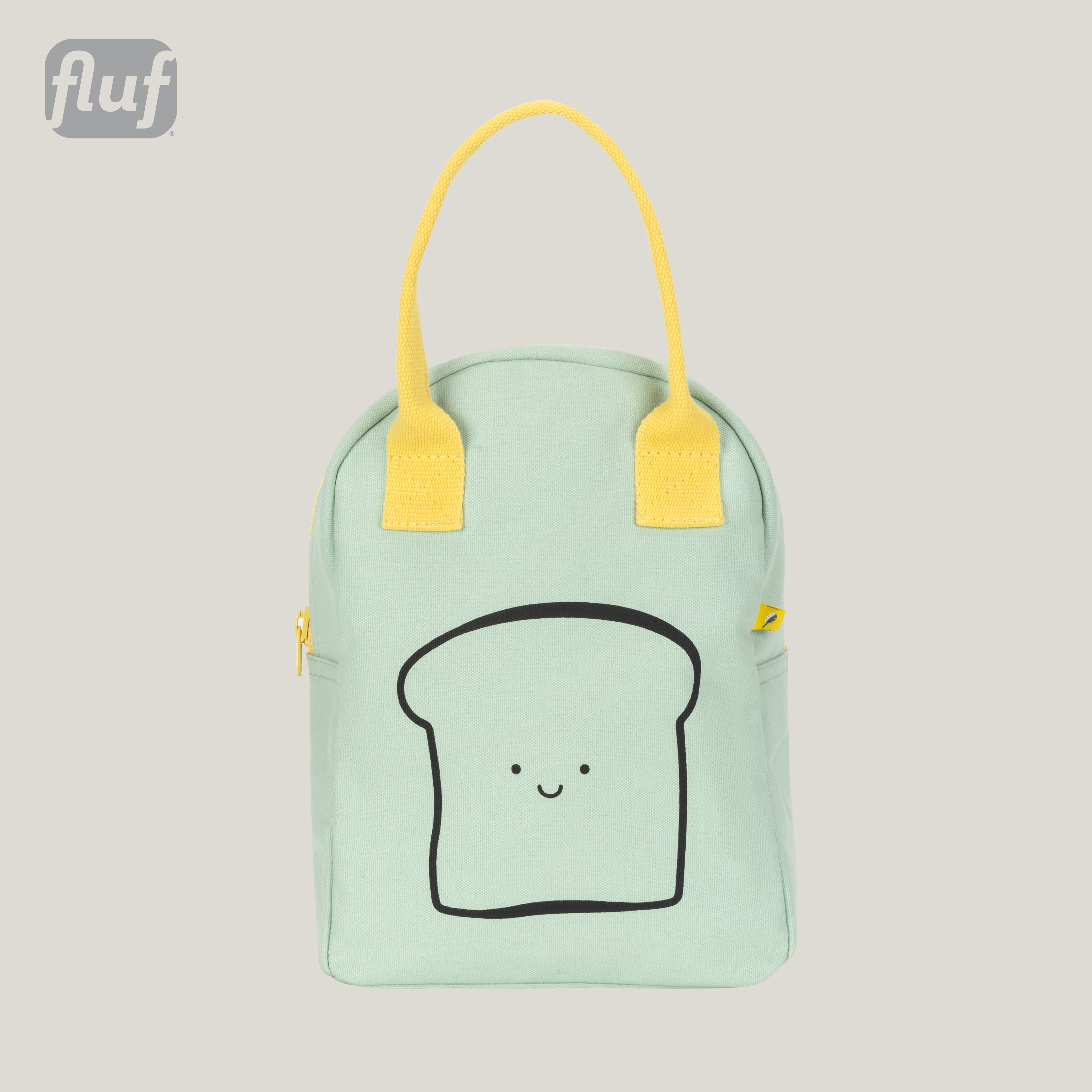 拉鍊隨手袋【法式吐司舒打綠】-加拿大Fluf有機棉