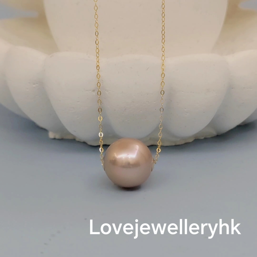 18K黃金天然紫粉色珍珠路路通吊咀     PP001A