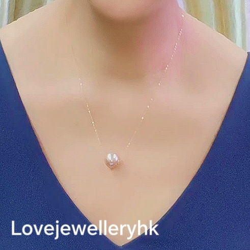 18K黃金天然紫粉色珍珠路路通吊咀     PP001A